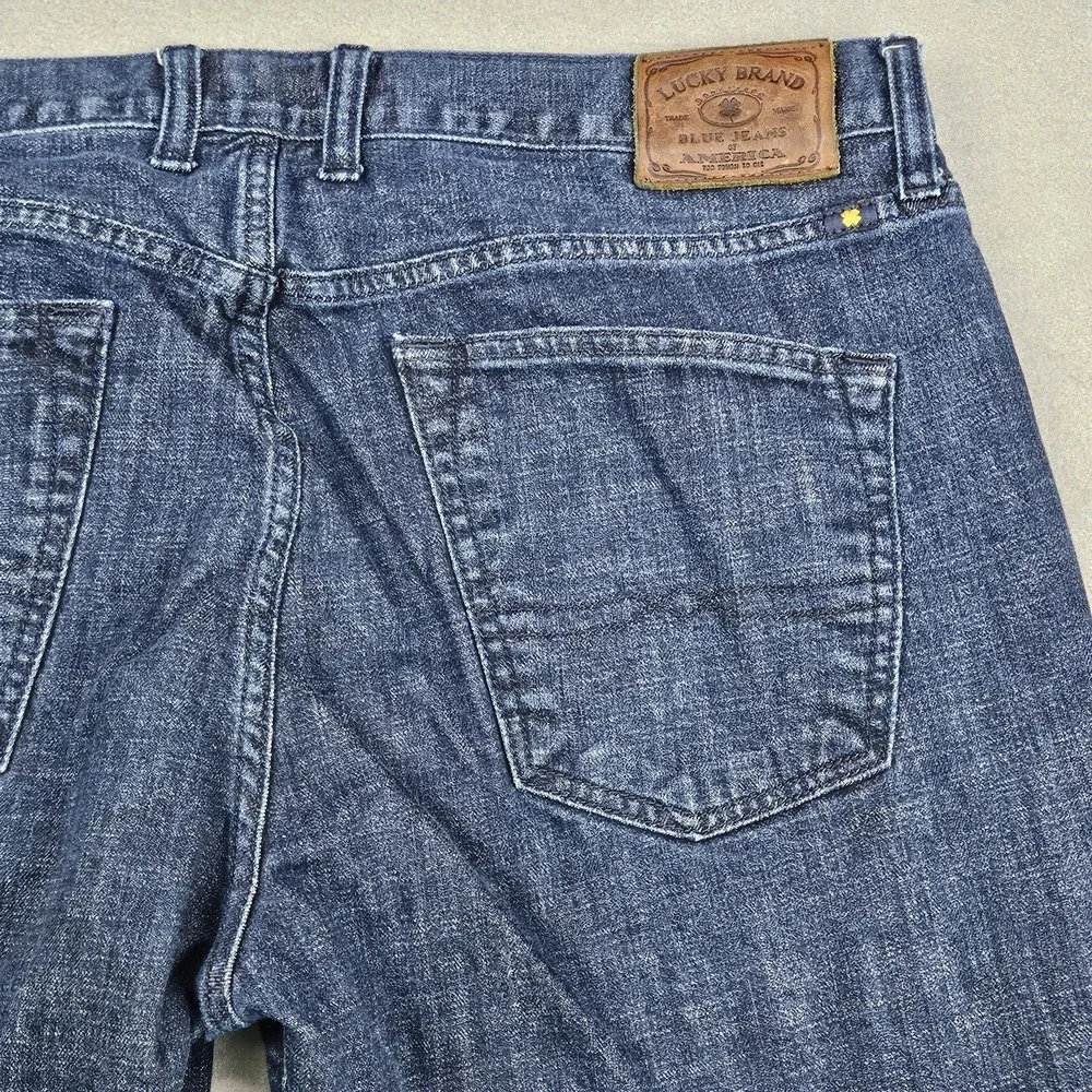 Lucky Brand 121 Heritage Slim Jeans Mens 38x30 Blue Dark Wash Denim Straight Leg